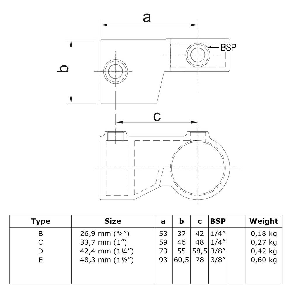 Buiskoppeling Verstelbaar hoekstuk -F / 60,3 mm