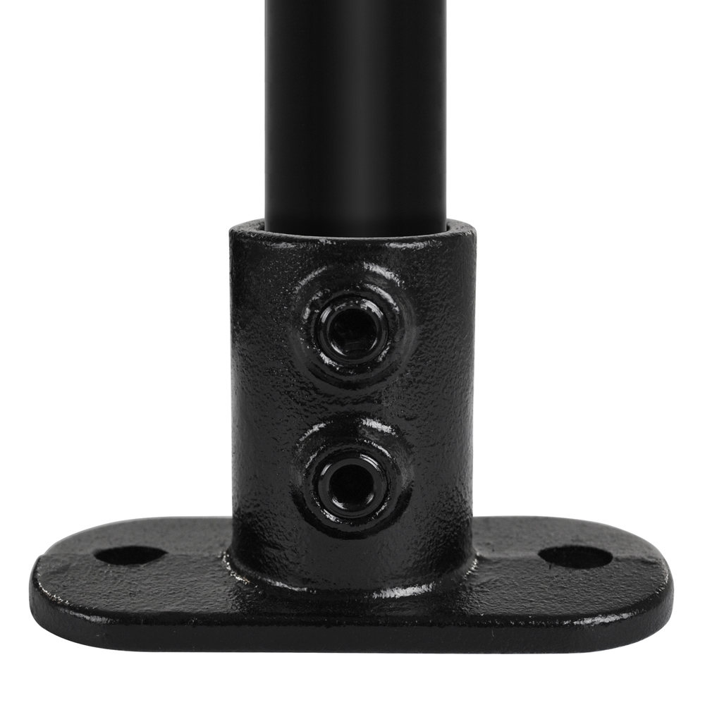 Buiskoppeling Ovale voetplaat - zwart-E / 48,3 mm