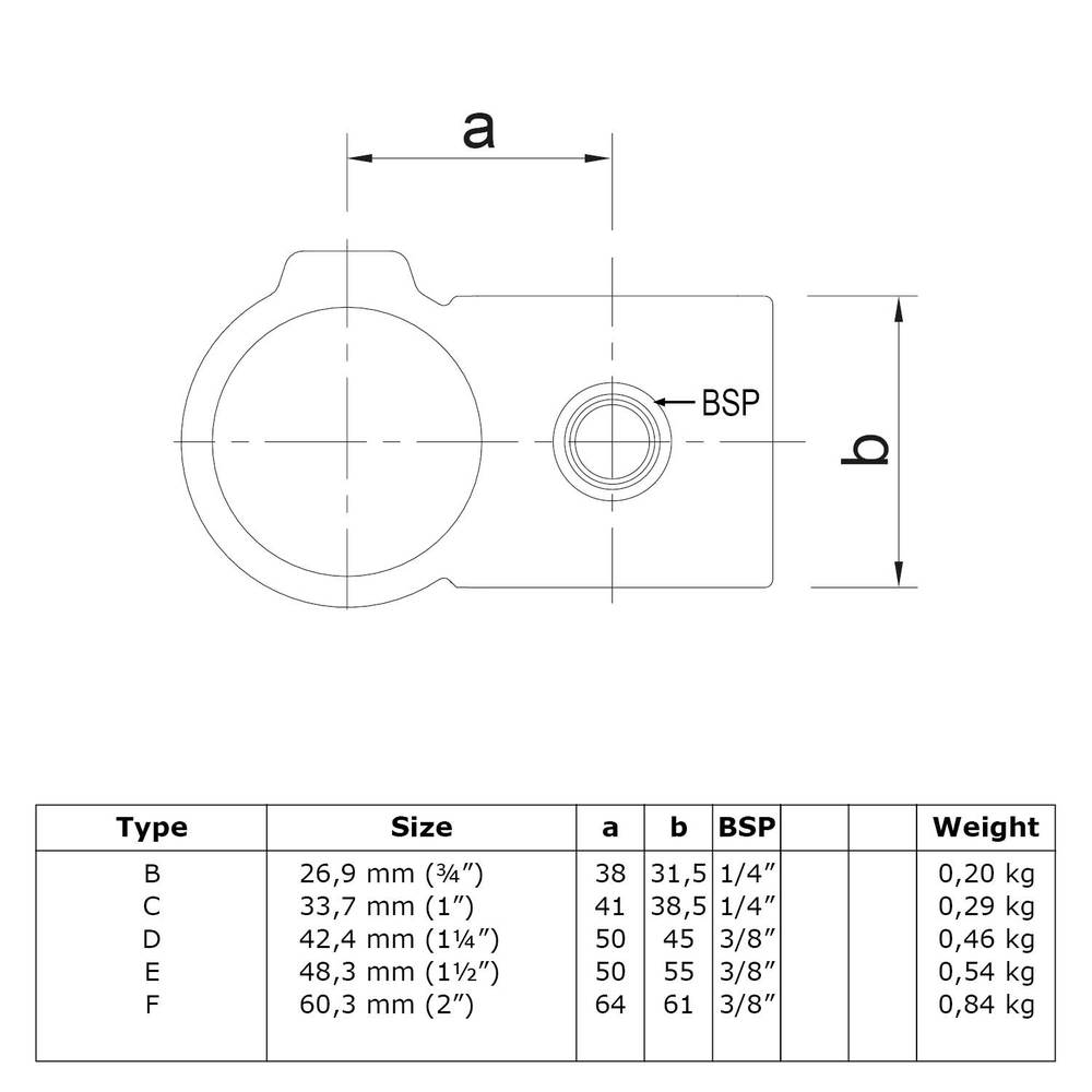 Doos Kruisstuk 90°-E / 48,3 mm