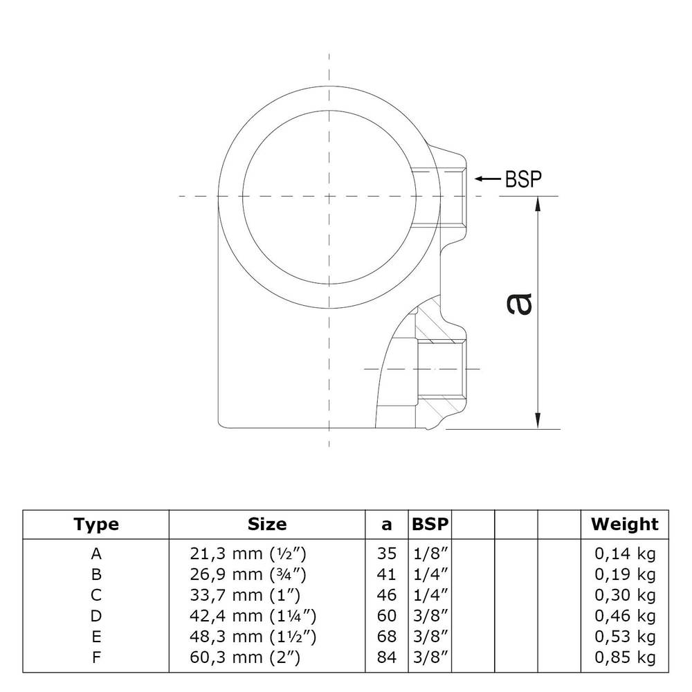Buiskoppeling Kort T-stuk-E / 48,3 mm