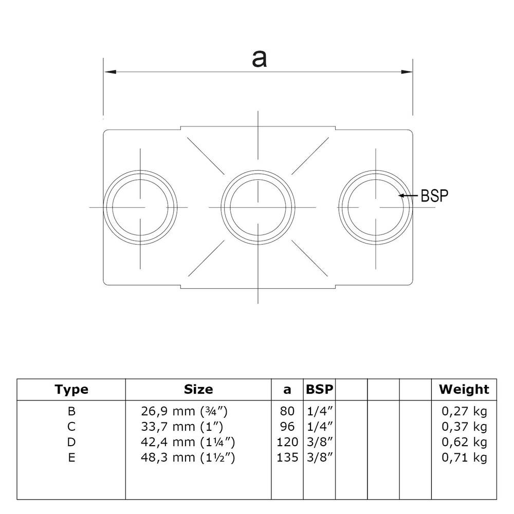 Doos Kruisstuk in 1 vlak - zwart-B / 26,9 mm