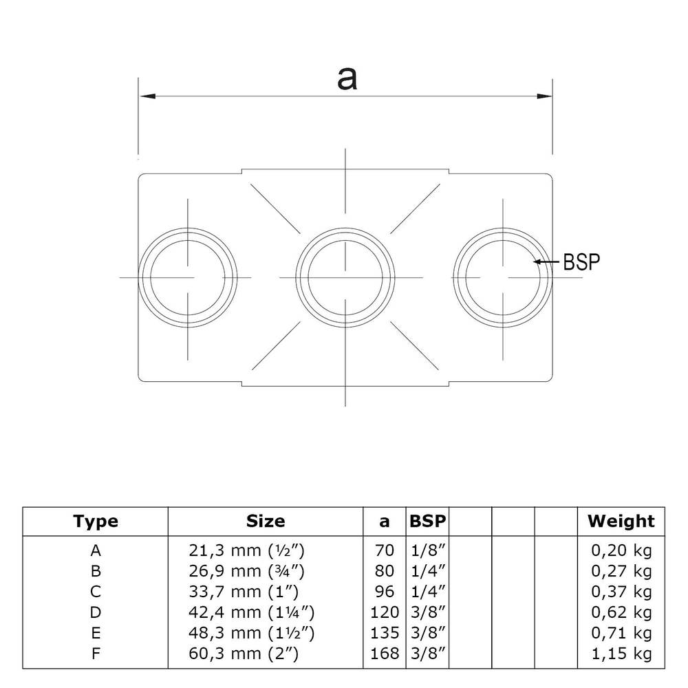 Doos Kruisstuk in 1 vlak-A / 21,3 mm