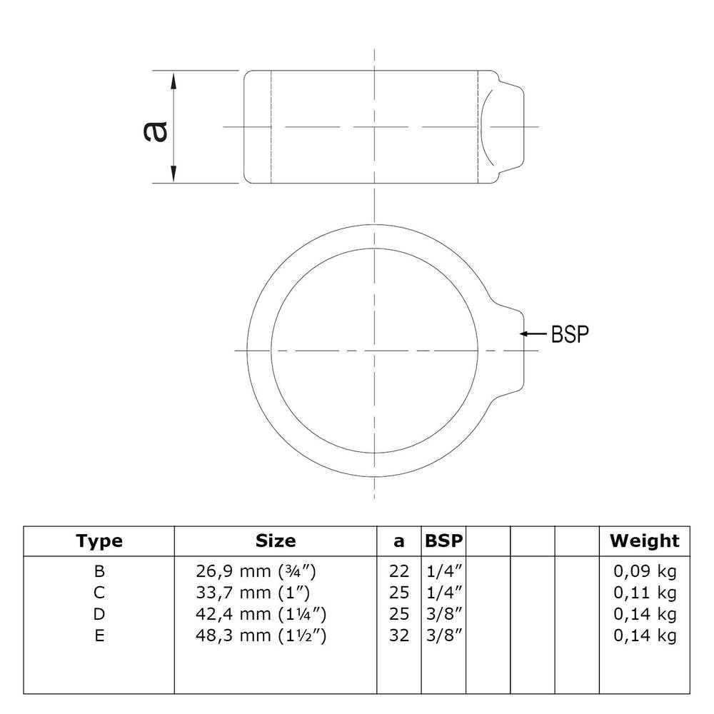 Doos Borgring - zwart-B / 26,9 mm