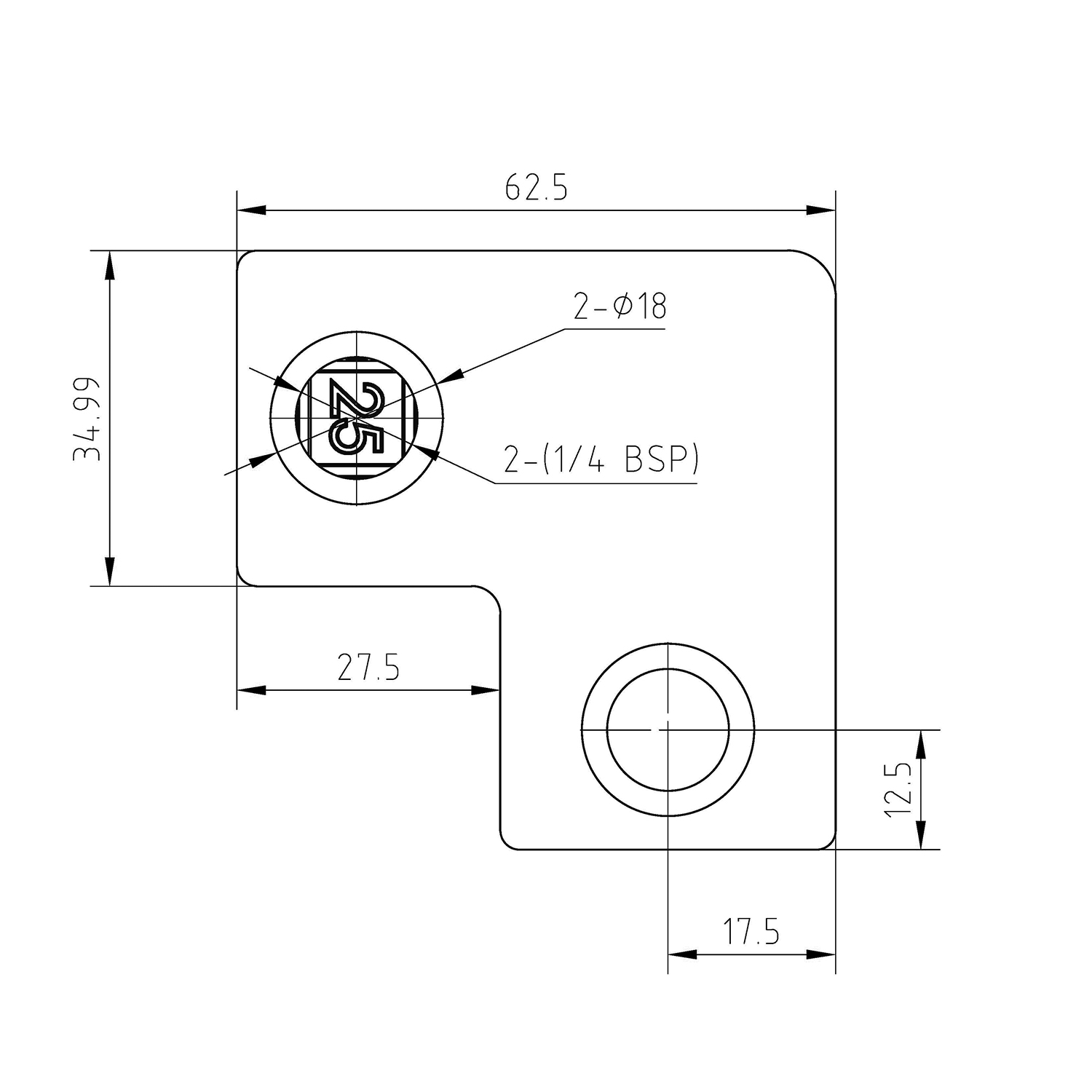 Buiskoppeling Kniestuk 90° - zwart - vierkant - 40 mm