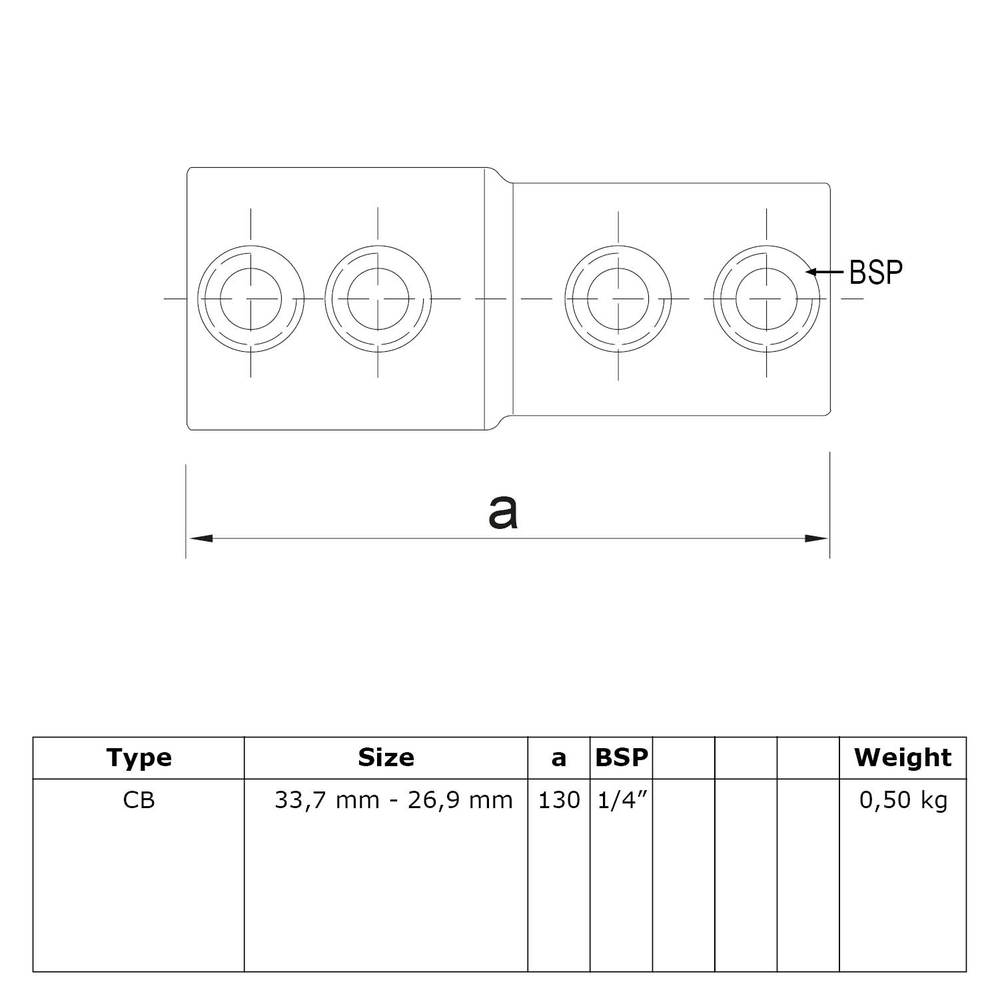 Doos Koppelstuk - verloop-CB / 33,7 mm en 26,9 mm