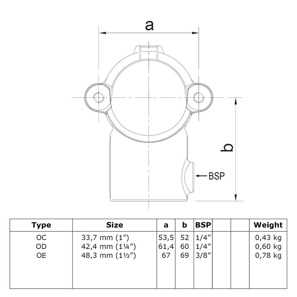 Buiskoppeling Open klapbaar T-Stuk-D / 42,4 mm