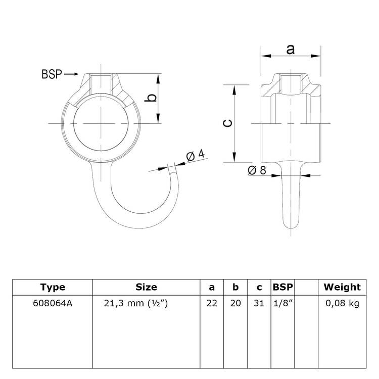 Doos Kapstokhaak-B / 26,9 mm