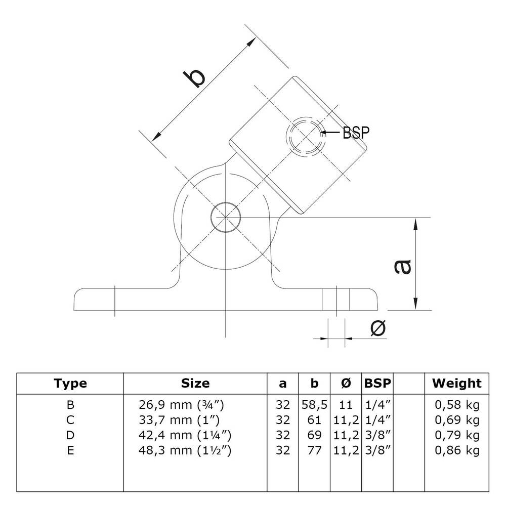 Buiskoppeling Scharnierstuk - zwart-C / 33,7 mm