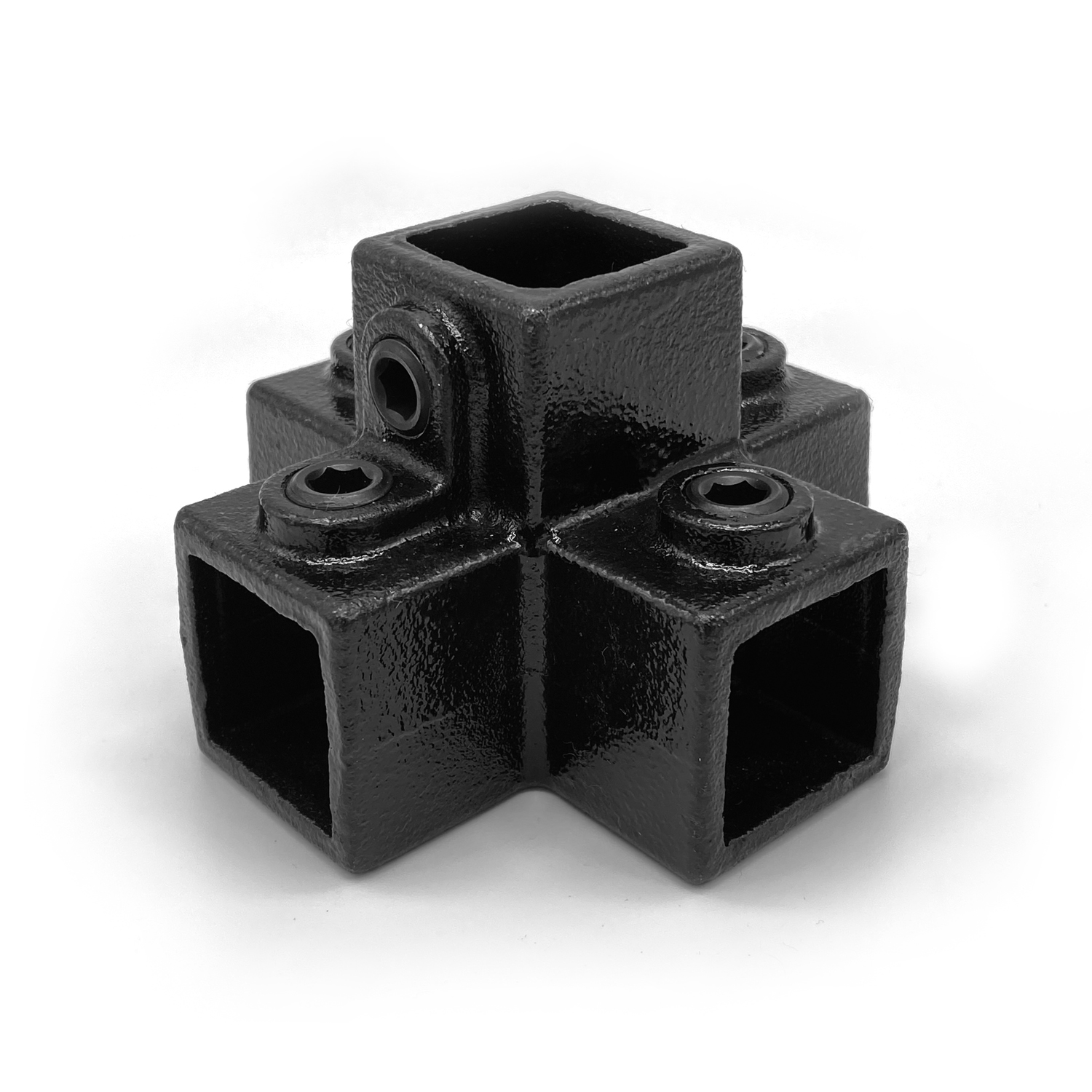 Doos 4-weg kruisstuk - zwart - vierkant - 25 mm