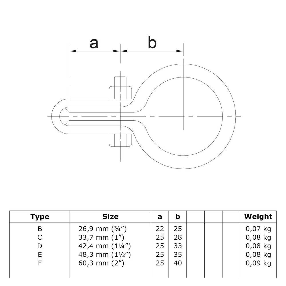 Doos Gaasbevestigingsclip enkel-B / 26,9 mm