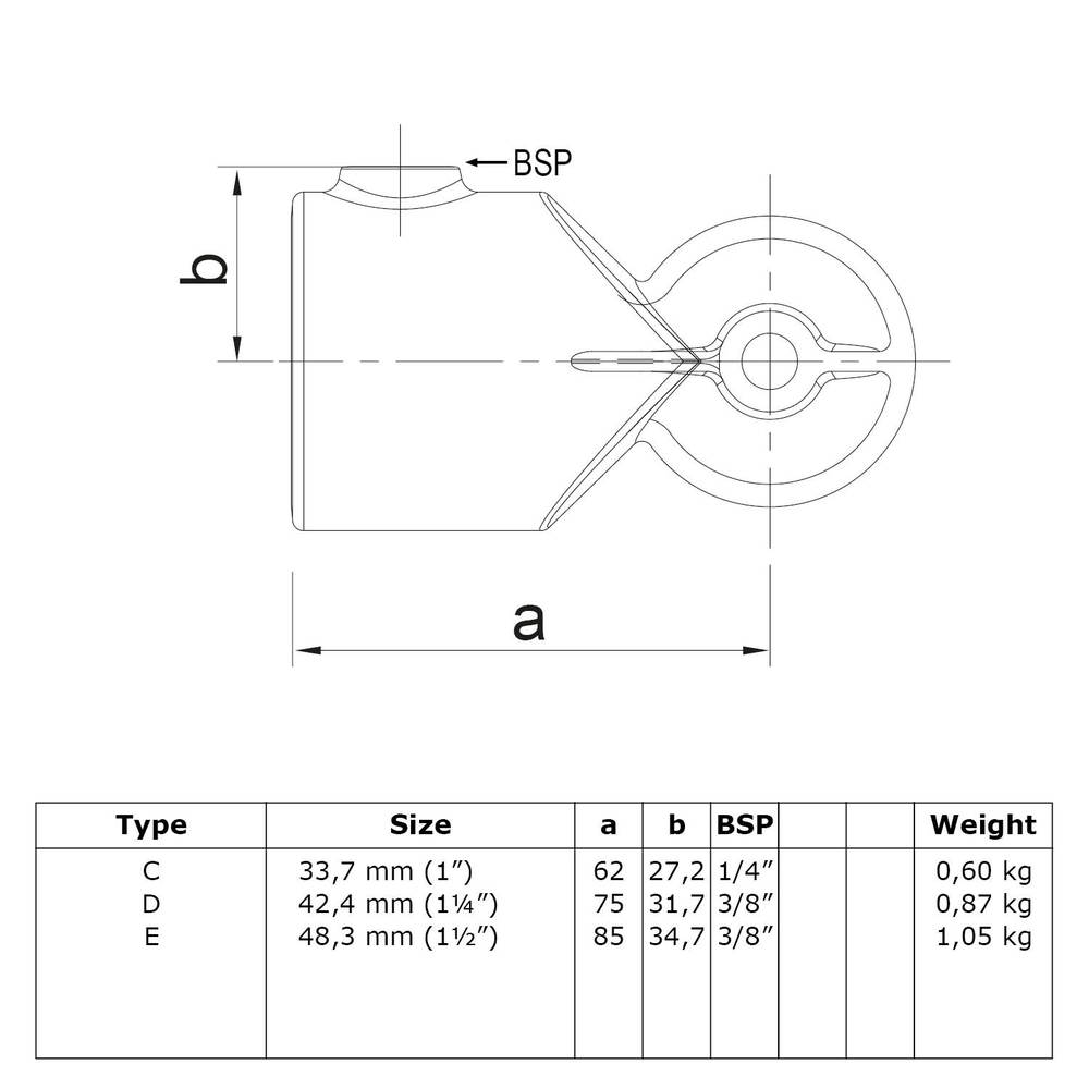 Doos Verstelbaar kniestuk-D / 42,4 mm