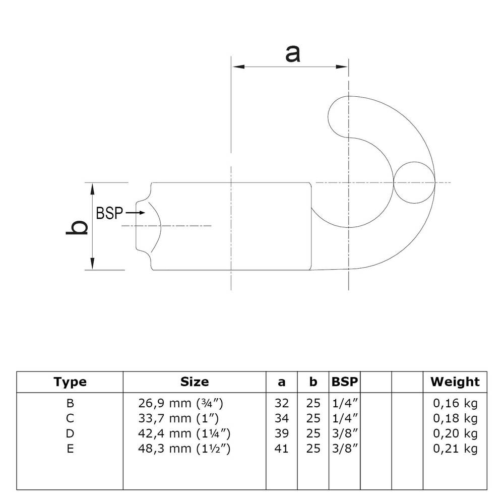 Doos haak-B / 26,9 mm