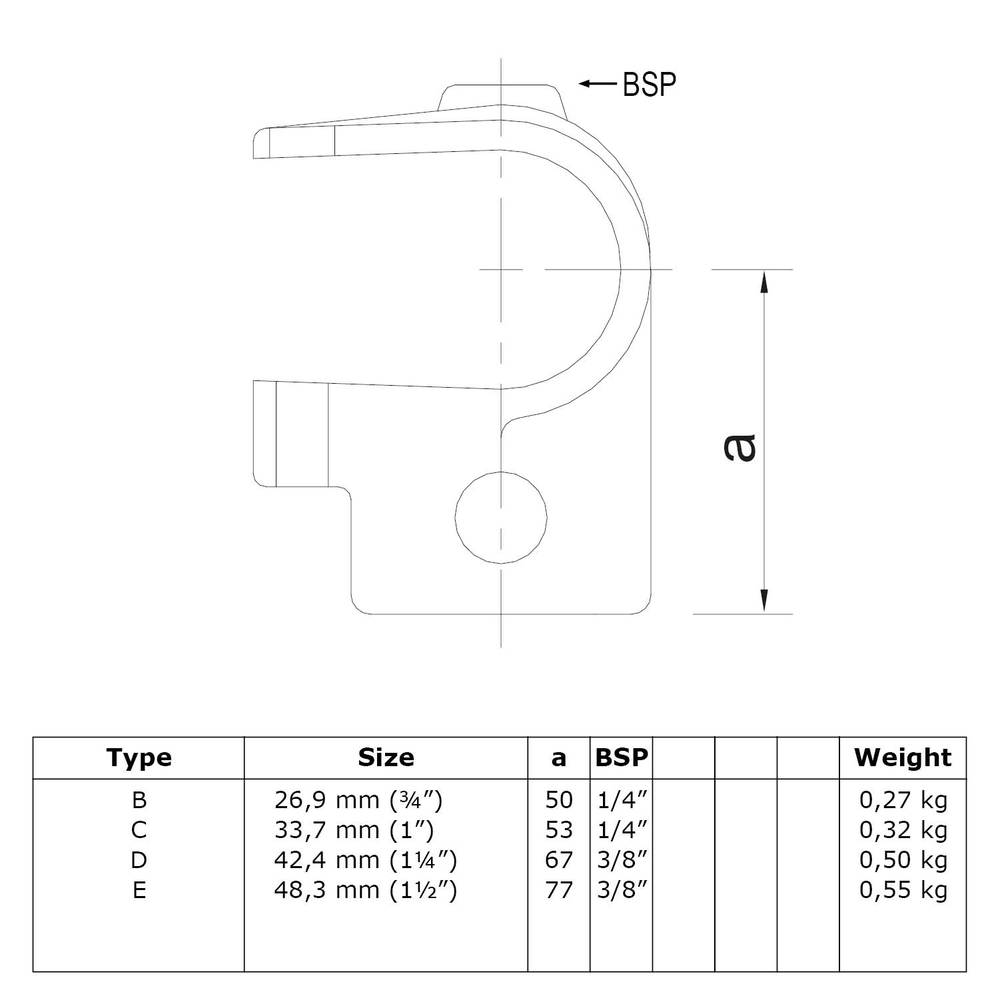 Doos Open T-stuk - zwart-B / 26,9 mm