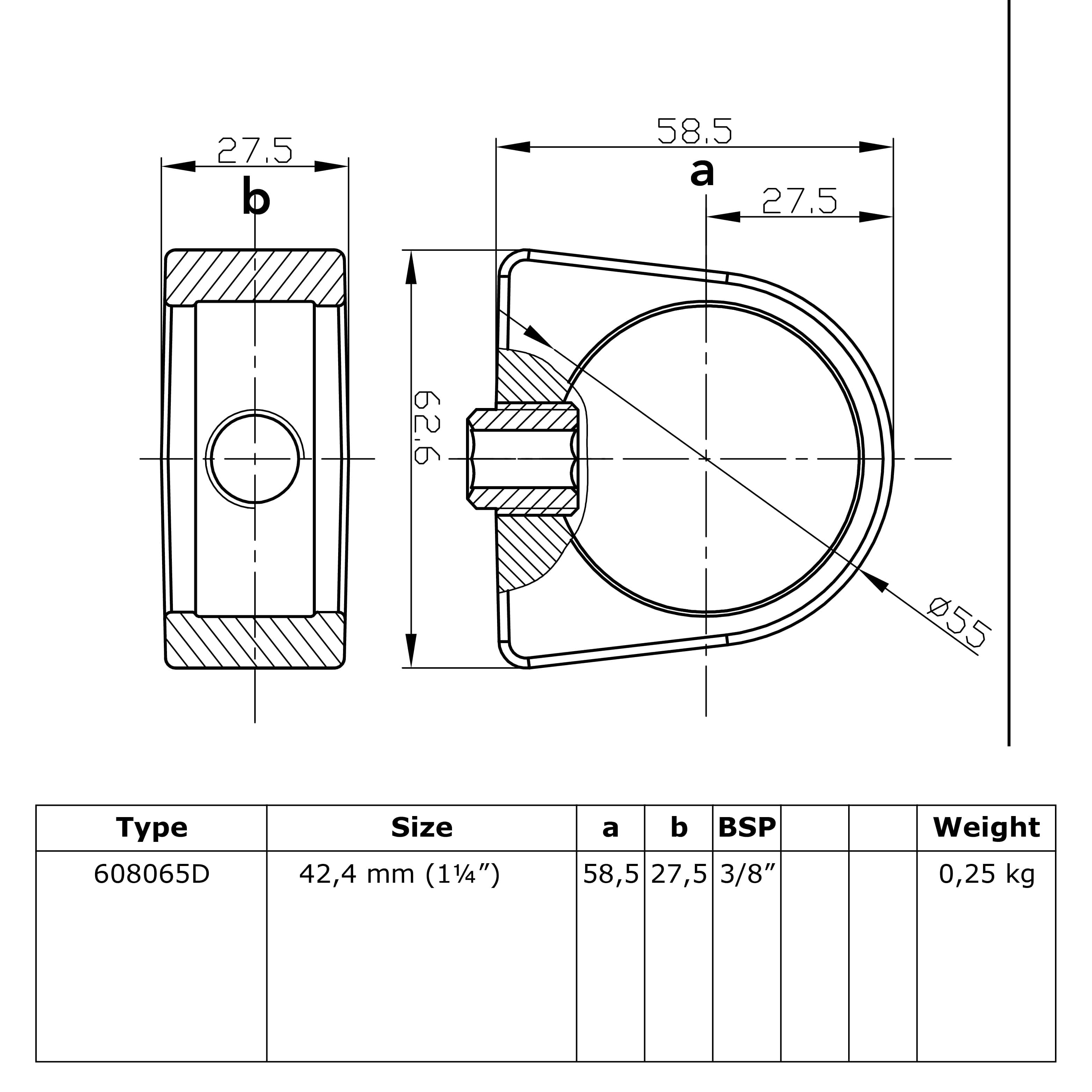 Doos Ondersteuningsring -D / 42,4 mm