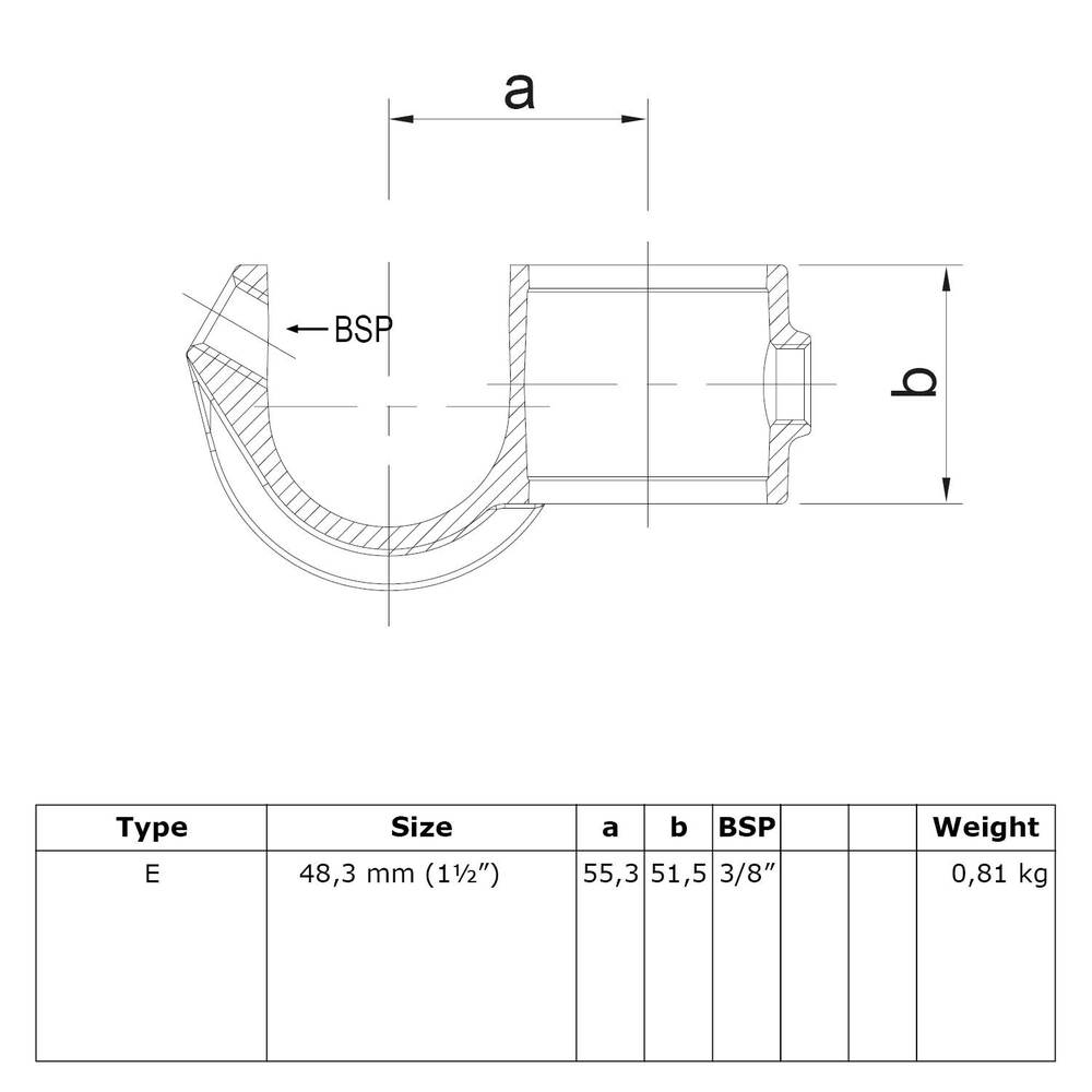 Doos Open kruisstuk met inleg-E / 48,3 mm