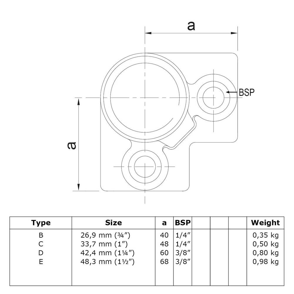 Doos Drieweg kniestuk 90° - zwart-B / 26,9 mm