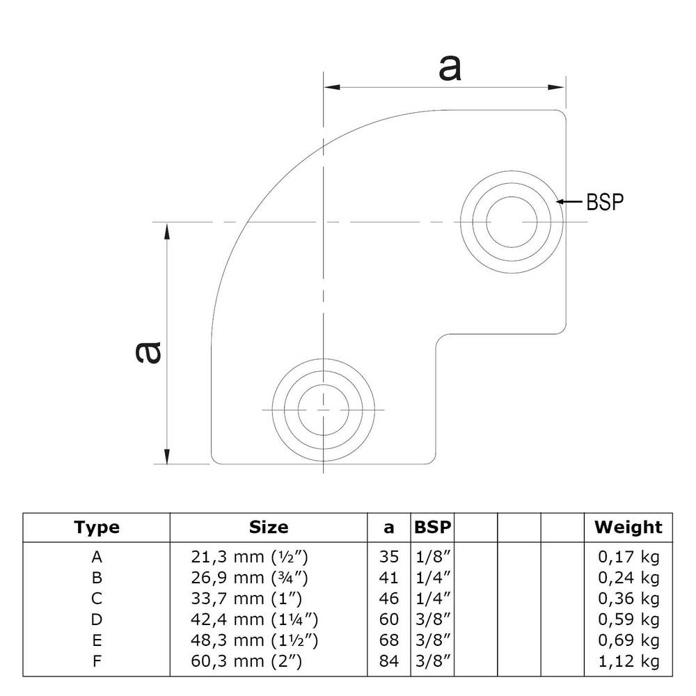 Buiskoppeling Kniestuk 90°-D / 42,4 mm